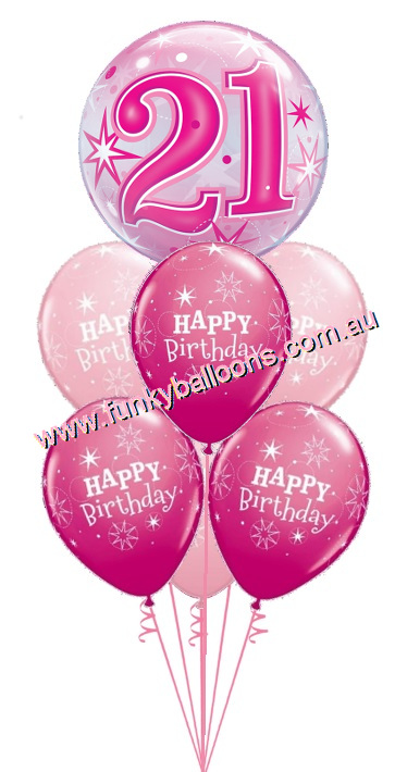 (image for) 21st Pink Starburst Bubble Birthday Bouquet