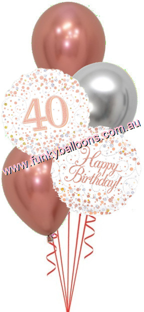 (image for) 40th Fizz Rose Gold Birthday Bouquet - Click Image to Close