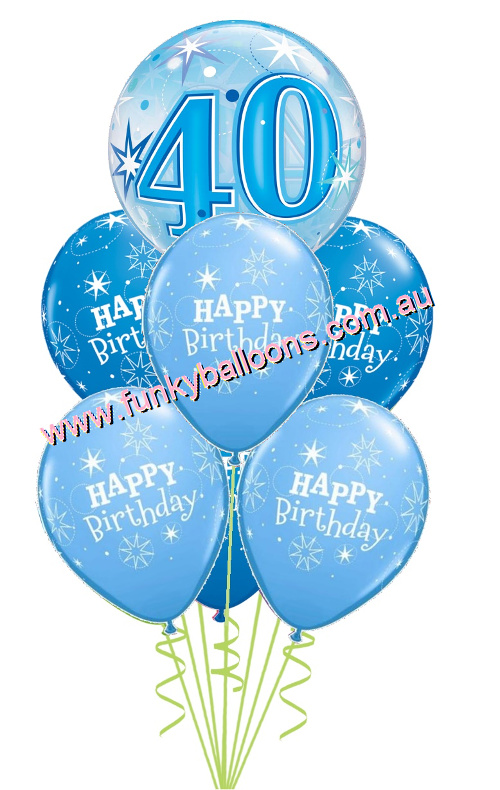(image for) 40th Blue Starburst Bubble Birthday Bouquet