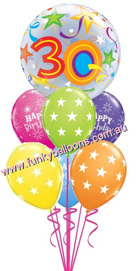 (image for) 30th Brilliant Stars Bubble Colourful Bouquet - Click Image to Close