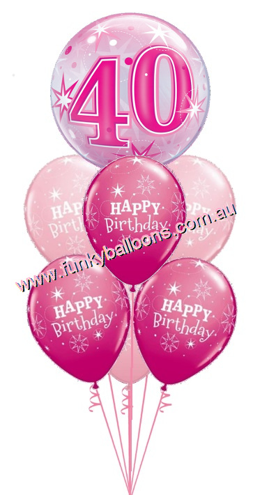 (image for) 40th Pink Starburst Bubble Birthday Bouquet